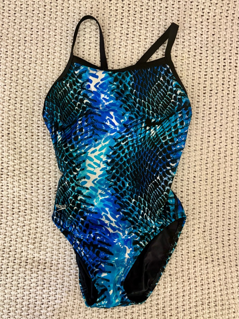 Girls Speedo Blue and Black Swimsuit